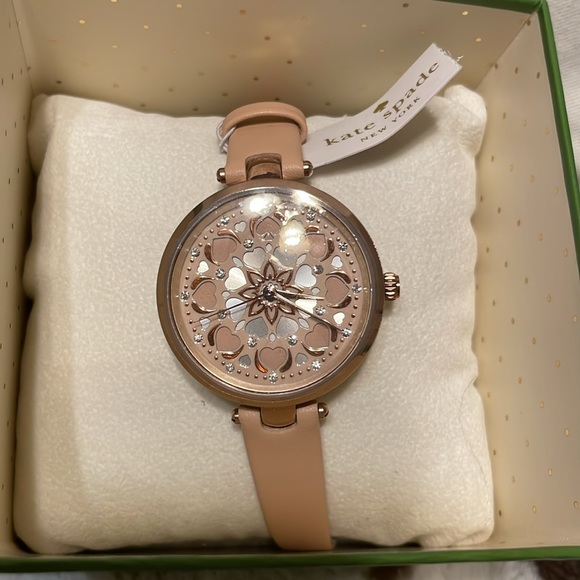 KATE SPADE KSW1407 Holland Heart Vachetta Leather Rose Gold Watch - Picture 2 of 3